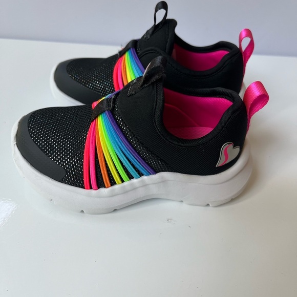 Lil' Skechers Girls size 6 Black & Rainbow Slip-On Sneakers - Picture 4 of 9